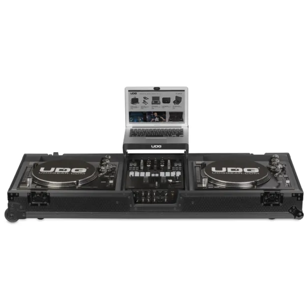UDG Ultimate Flight Case Set PLX9/SL1200 Black MK2 Plus (Laptop Shelf & Wheels)