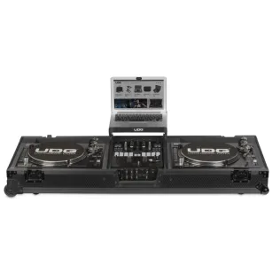 UDG Ultimate Flight Case Set PLX9/SL1200 Black MK2 Plus (Laptop Shelf & Wheels)