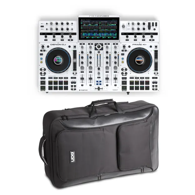 Denon DJ PRIME 4+ WHITE Limited Edition & UDG Urbanite Backpack Extra Large Black